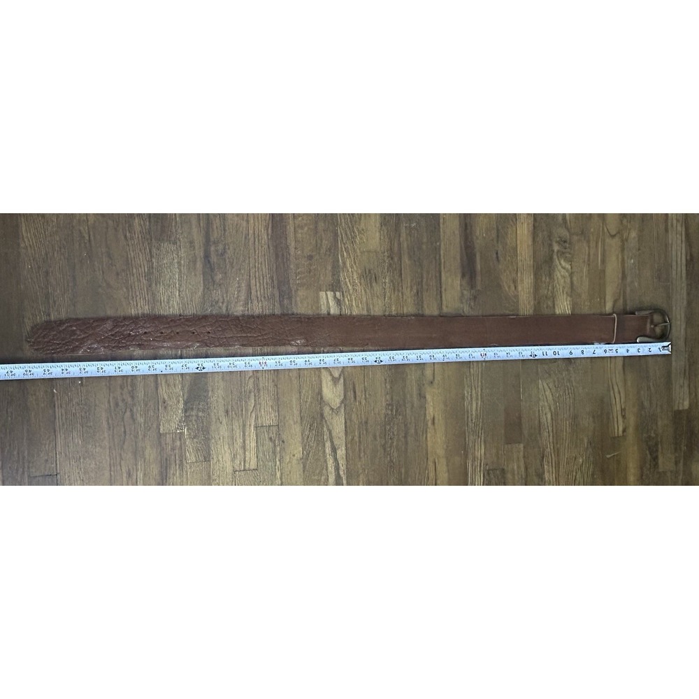 We The Free People Brown Leather Wide Belt & Chunky Gold Belt Buckle 35"-41"